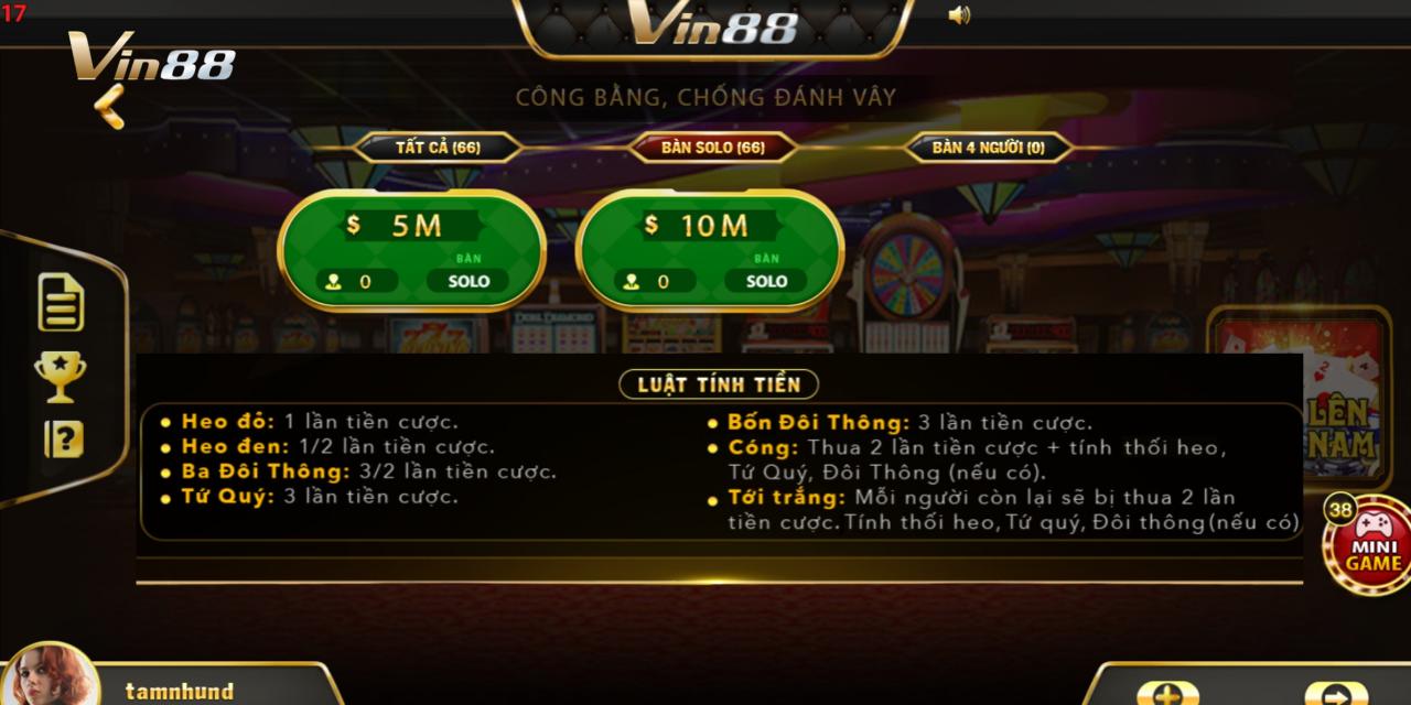 Cách Tính Tiền Thắng/Thua Khi Chơi Tiến Lên Đếm Lá Tại Vin88
