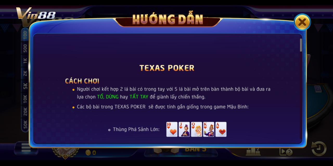 Luật Chơi Bài Texas Poker Tại Vin88