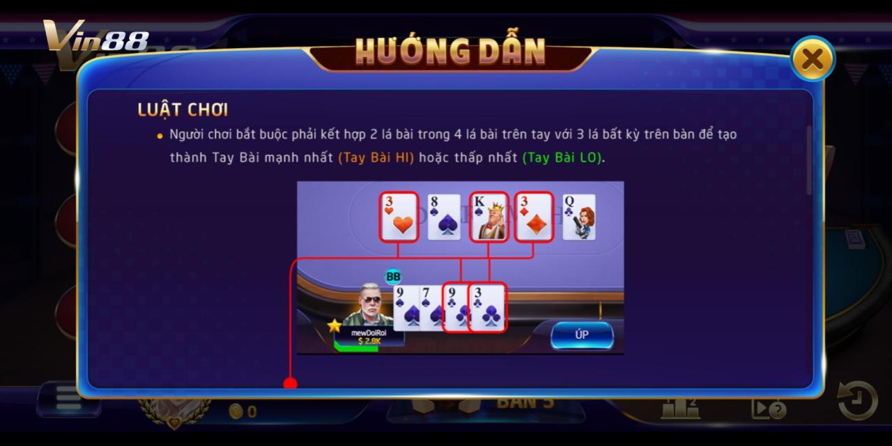 Tay Bài HI Trong Omaha Poker Vin88