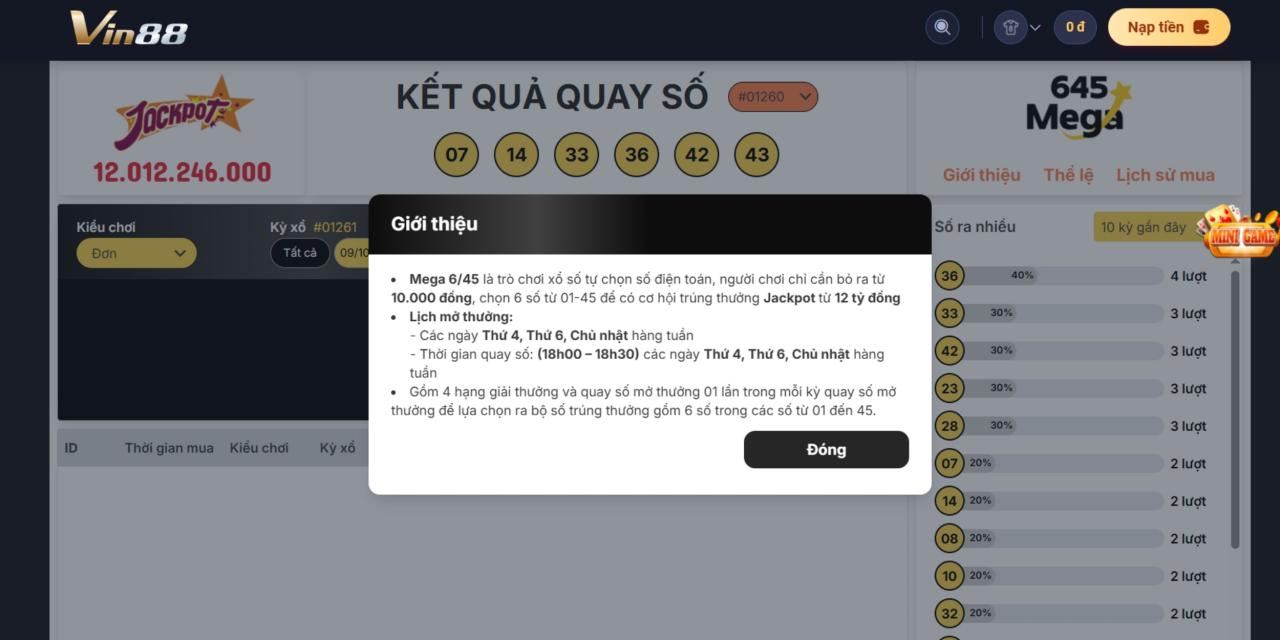 Tìm Hiểu Về Mega 6/45 Tại Nhà Cái Vin88