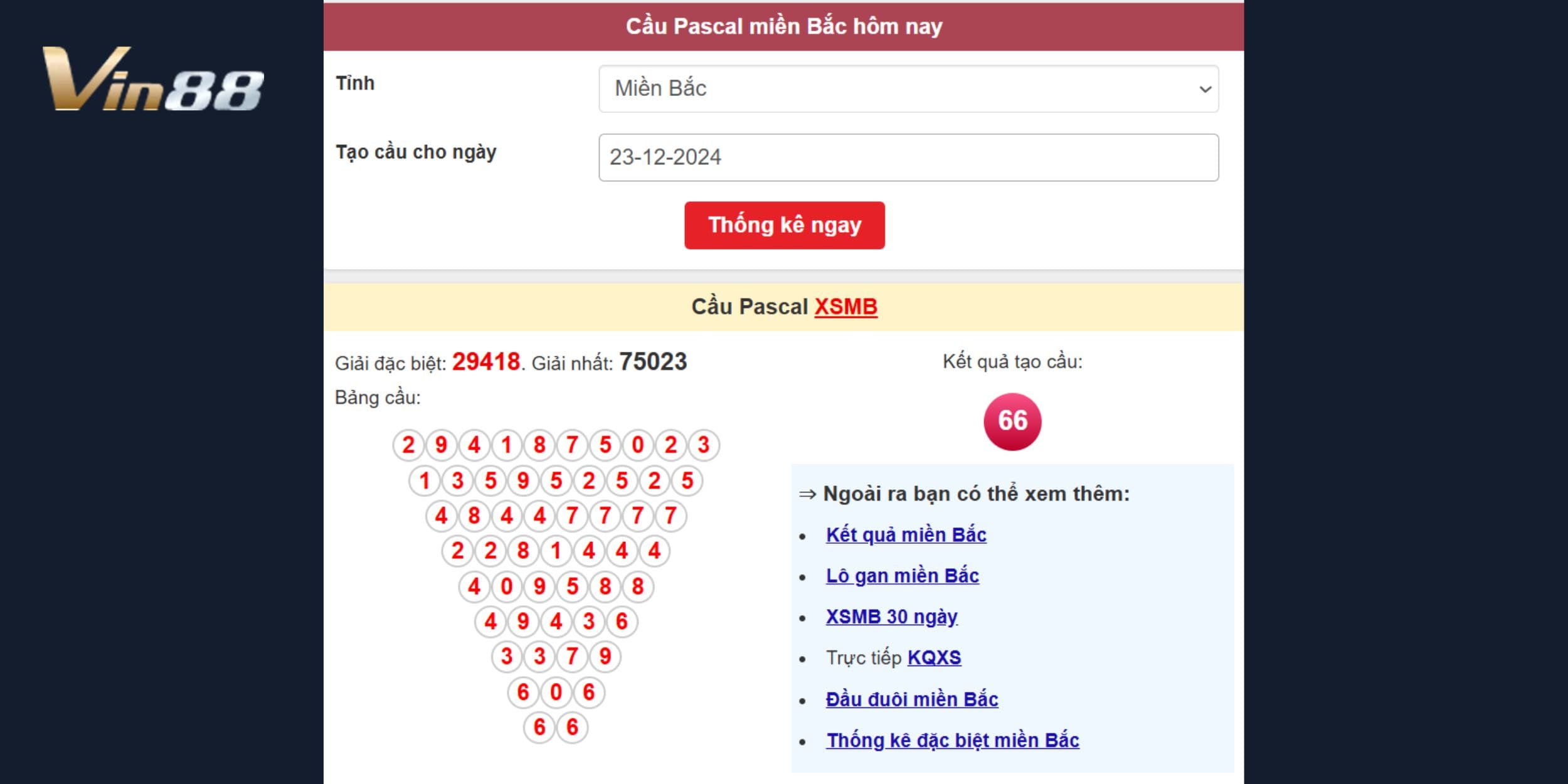 Soi cầu Pascal và dự đoán xổ số miền Bắc thứ hai 23/12/2024